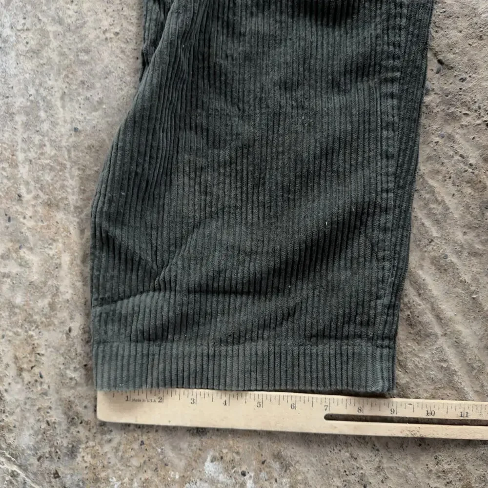 Vtg Logan Drive Corduroy Pants Forest Green Chunky 35x30 Hong Kong 90s Pleated